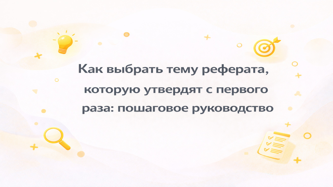 Как выбрать тему реферата, которую утвердят с первого раза: пошаговое руководство — минималистичный образовательный постер