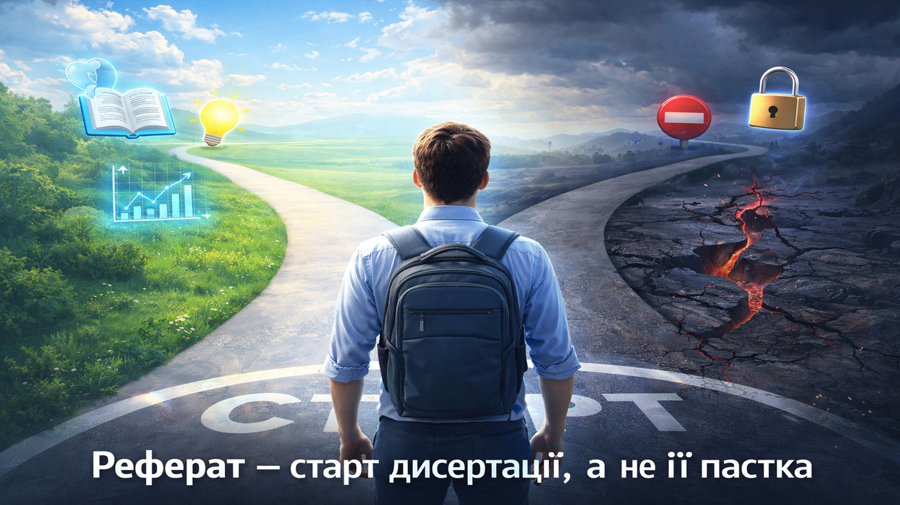 Фотореалістичне 3D зображення: аспірант на старті наукового шляху обирає між безпечним розвитком дисертації та ризикованою фіксацією теми