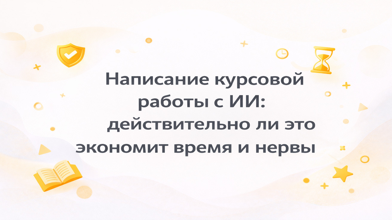 Написание курсовой работы с ИИ: действительно ли это экономит время и нервы — информационный образовательный постер